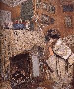 Edouard Vuillard The fireplace black s wife Spain oil painting artist
